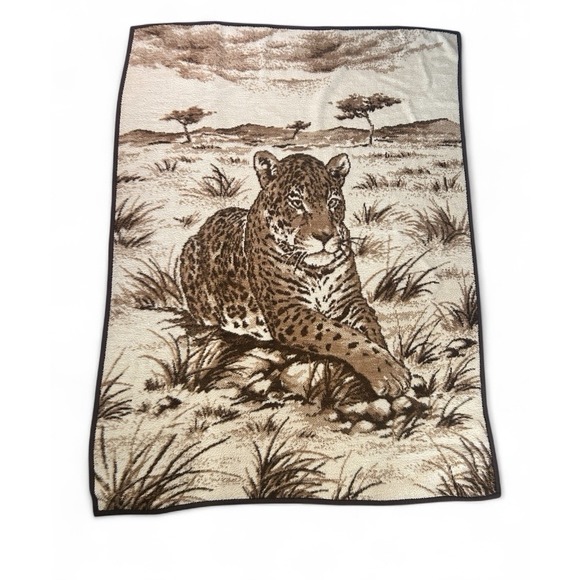 Ibena Relax Other - Vintage Ibena Relax Dolan Leopard Blanket‎ Reversible Brown West Germany Rare